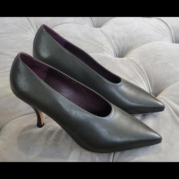 Dries Van Noten Charcoal Leather Pointed Toe Heels Womens Shoes 37 7 Italy $795 - Picture 7 of 15
